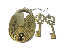 Brass Padlock with keys Lock Style - £37.65 GBP