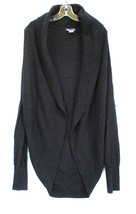 Vince Wool Cashmere Cardigan Sweater Dark Gray Open Front Womens MED Ribbed Edge - £49.36 GBP