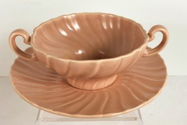 Franciscan Coronado Swirl CREAM SOUP BOWL Cup Saucer Double Handle SATIN... - £15.95 GBP