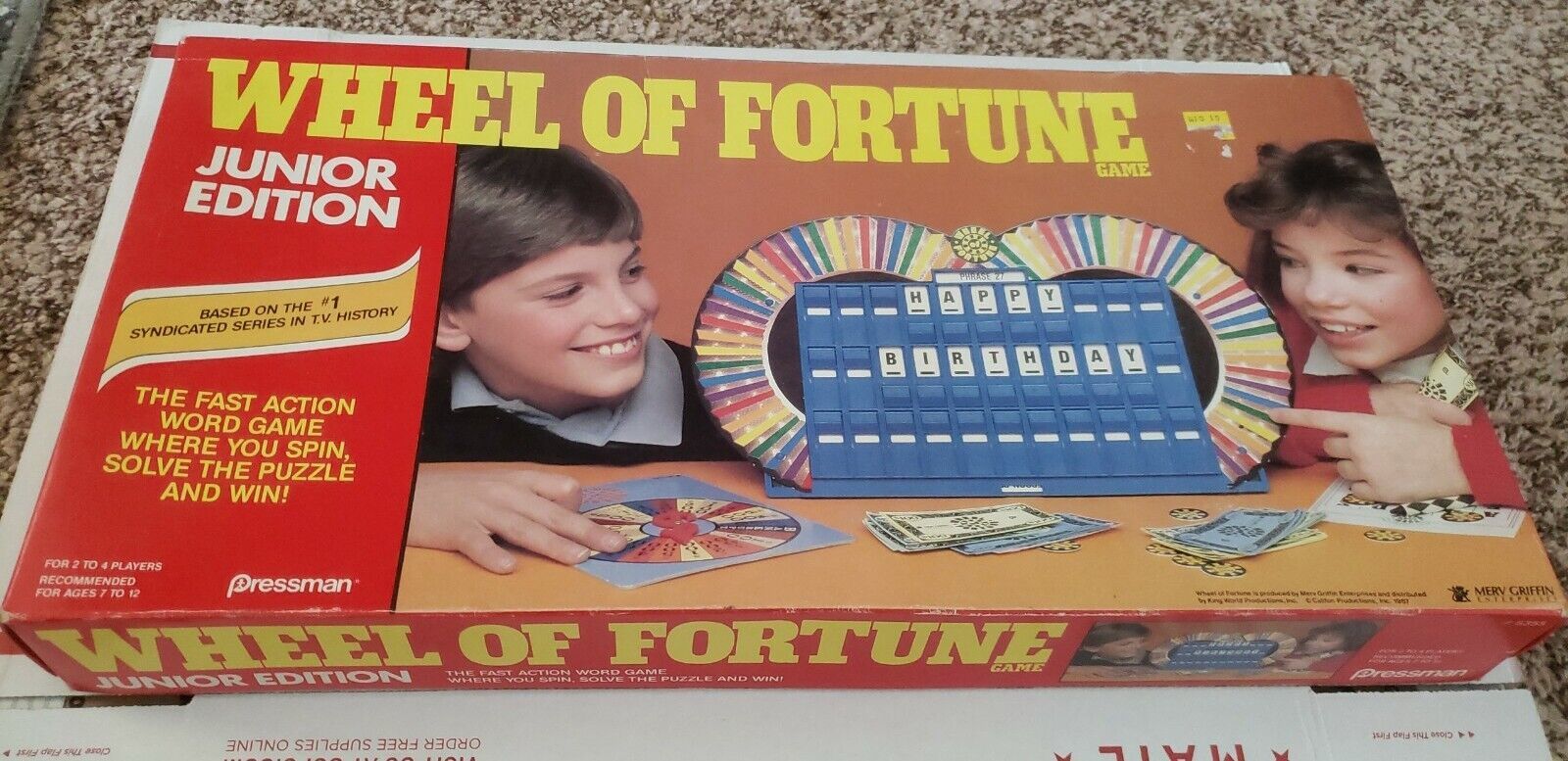 WHEEL OF FORTUNE JUNIOR EDITION Board Game 1987 Pressman #5355 - £7.14 GBP