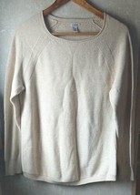 Womens LL Bean Sweater Medium Cotton Outdoors Preppy Casual Beige  - £17.57 GBP