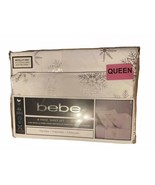BEBE 6 piece Luxe Metallic  Embellished  Hem ultra Sofr Queen Sheet Set - £54.20 GBP
