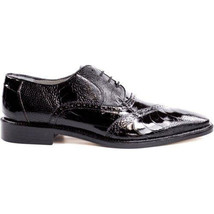 Men's Belvedere Nino Shoes Black Ostrich Eel leg Genuine Leather Lace Up OB4 image 4