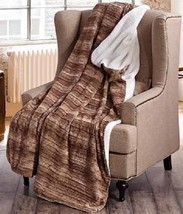 WOODEN RIBBON Striped Soft Luxury Warm Sherpa Throw Blanket 50 in x 70 in