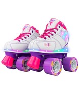 Crazy Roller Skates Flash Light Up Kids White Purple Set Knee Elbow Wris... - £73.38 GBP