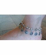 Eternity Ankle Button Silver Plated Drop Bracelet, Eternity Drop Ankle B... - $54.61 CAD