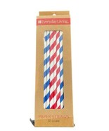 50 ct RED WHITE BLUE Stripe Paper Drinking Straws Patriotic Birthday - €8,57 EUR
