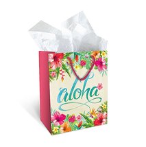 Hawaiian Island Aloha Floral Heavy Paper Gift Bag - $11.99