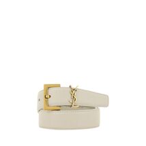 Saint Laurent White Calf Leather Bos Taurus Regular Belt Women - $602.99