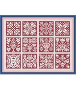 Antique Sampler Square Mini Tiles Set 3 Monochrome Cross Stich Pattern PDF - £3.90 GBP