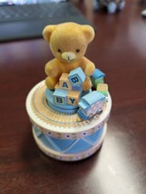 Enesco Music Box  Its A Small World Music Baby Bear With Train That Goes Around - $11.75