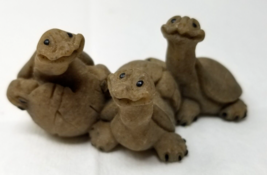 Turtle Figurine Quarry Critters Smiling Family of 3 Looking Up 1990s Vin... - $15.15