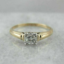 1.50Ct Round Cubic Zirconia Solitaire Engagement Ring Yellow Gold-Plated Silver - £66.57 GBP