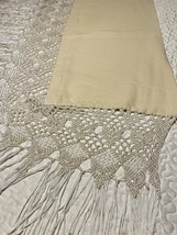 Vintage Entry Table Cover or Altar Cloth LONG Fringe 21”L Body Feels Like Wool - £21.73 GBP