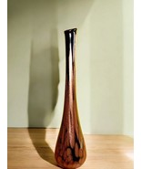Murano Copper Adventurine 19&quot; Hand Blown Vase Butterfly Pontil Mark Vintage - $122.04 CAD