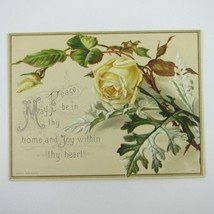 Victorian Greeting Card Raphael Tuck &amp; Sons Yellow Rose Flower Peace Joy Antique - £4.70 GBP