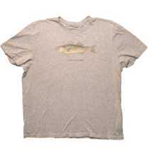 Life Is Good Shirt Mens XXLarge Grey T-shirt Largemouth Bass Fish Logo C... - $15.63