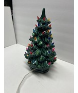 Vintage Ceramic Christmas Tree With Base and Mini Lights 12&quot; Working Con... - £58.66 GBP