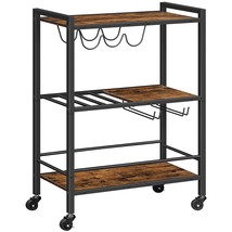 Bar Cart For The Home, 3-Tier Serving Cart On Wheels, Kitchen Cart With Wine Rac - £59.07 GBP