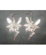 LARGE 40MM SILVER TONE MYSTIC FANTASY WICCAN NYMPH FAIRY DANGLE EARRINGS - £11.68 GBP