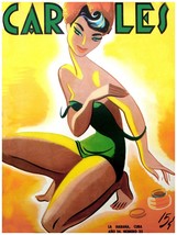 462.Quality Design Poster&quot;Pinup Brunette Girl put Suntan lotion&quot;retro interior - £12.11 GBP+