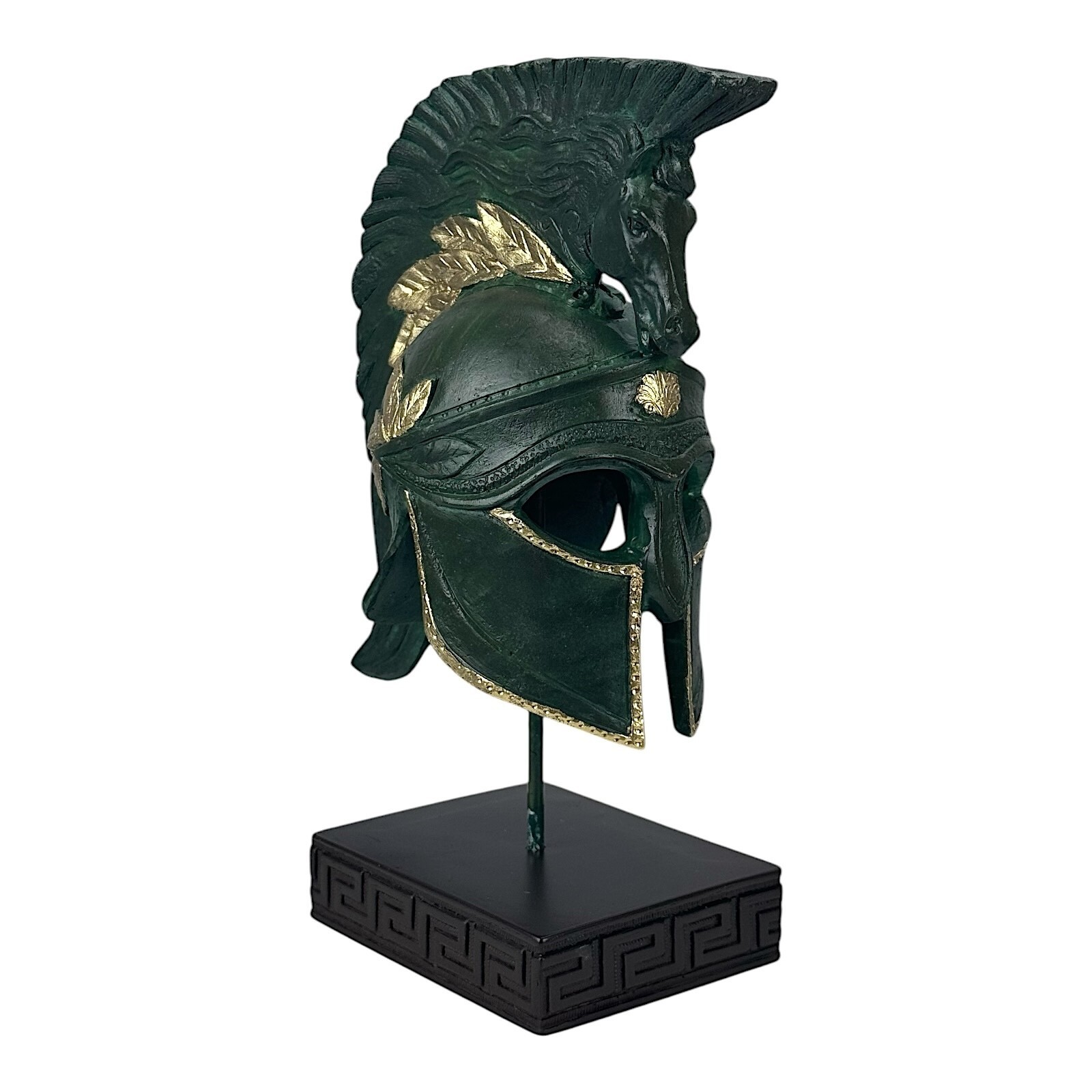 Ancient Greek Roman Hoplite Soldier Horse Helmet Sculpture Home Decor Green Item image 6