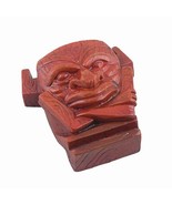 Tiki Crossed Arms South Seas Trinket Box Secret Stash Red 4&quot; L - $17.81