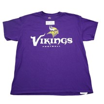 Minnesota Viking Shirt Mens L Purple Majestic Print Short Sleeve NFL Tee - £12.48 GBP