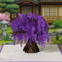 Wisteria tree pop-up card 15cm x 20cm UK sales only - $10.00