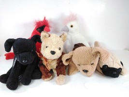 Vintage Ty Beanie Baby Plush Animal Lot: Pugsly, Luke, Tuffy, Kuku, Mac, Fidget - £15.35 GBP