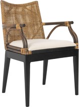 Safavieh Home Gianni Rattan Tropical Woven Arm Chair, Brown/Black - £300.30 GBP