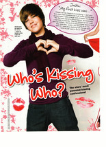 Justin Bieber teen magazine pinup clipping who&#39;s kissing who Popstar - £1.12 GBP