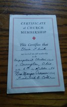 VTG 1946 Covington Ohio Certificate Church Membership Card Congregational - $14.99