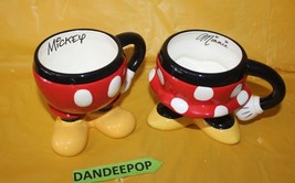 Walt Disney Parks Mickey And Minnie Mouse Footed Drinking Mugs Coffee Be... - £35.08 GBP