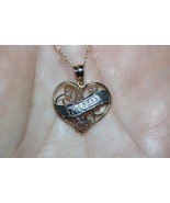 Michael Anthony 10K Tri-color Gold Rose Flower Swirl Heart &quot;MOM&quot; Charm/C... - $121.01 CAD