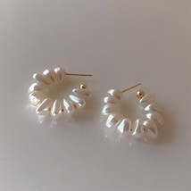 Minar Unique Design Irregular Freshwater Pearl Hoop Earrings for Women Baroque P - £10.19 GBP
