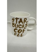 2015 Starbucks Coffee 12oz Ceramic Mug White With Gold Letters Graffiti - €5,06 EUR