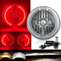 7&quot; Split Red Halo Ring Angel Eye 6K 20/40w LED Motorcycle Headlight Bulb... - £46.94 GBP