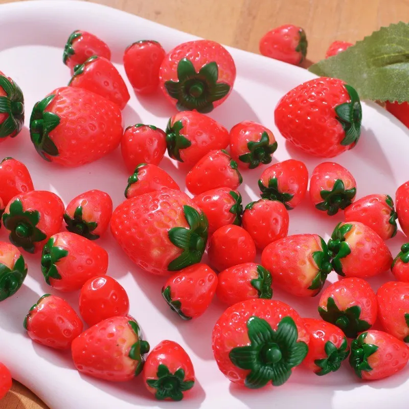 10 PCS Resin Mini Strawberry DIY Accessories - 3D Decorative Crafting Su... - $7.89