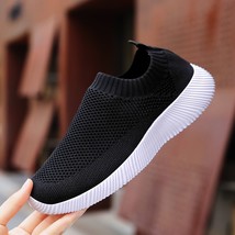 Summer Flats Women White Sneakers Slip on Shoes for Women Knitting Flats Breatha - £16.49 GBP