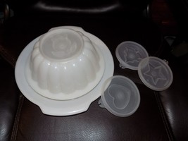 Vintage Tupperware 6 Piece Jel-N-Serve Jello Molds &amp; Serving Tray NO LID EUC - £22.80 GBP