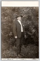 RPPC Dapper Gentleman Posing In Forest Portrait Mr Castleton VT Postcard O21 - £10.40 GBP