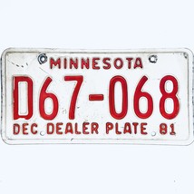 1981 United States Minnesota Base Dealer License Plate D67-068 - $12.86