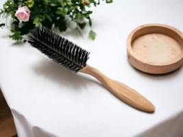 Sekine Pink Black Bristle Ladies Hair Brush #12 Vintage Easy Hold Thumb ... - £11.83 GBP