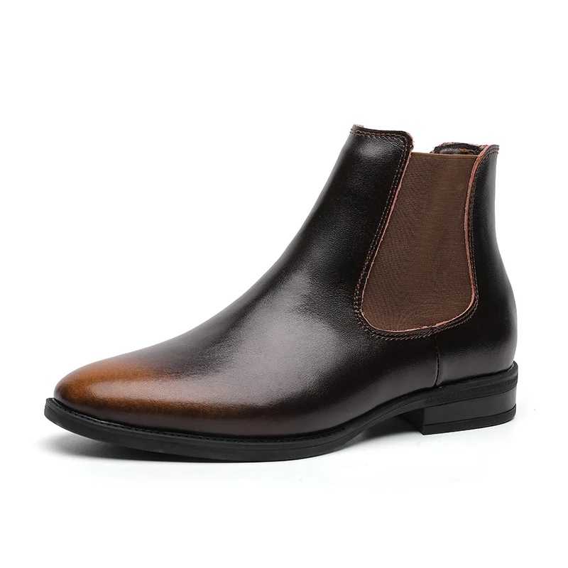 EARLDER High Quality Men Chelsea Boots Men Comfortable  Leather Shoes Male Sprin - £236.96 GBP