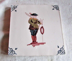 17th Century Sttyle Delft Tile SOLDIER Hand Painted - $12.26