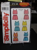 Simplicity 5497 Girl's Tops & Shorts Pattern - Size 3/4/5/6 Chest 22 to 25 - £5.44 GBP