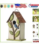 9.7&quot; Rustic White Hanging Birdhouse for Small Birds - Stylish Outdoor Decor - $67.13 CAD