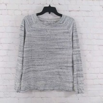 Gap Top Womens Large Gray Striped Long Sleeve Crew Neck Cotton Casual Pullover - £14.21 GBP
