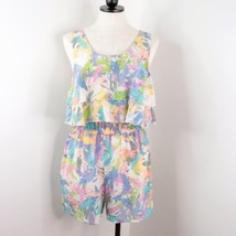 R.89 Women&#39;s M Silk Multicolor Graffiti 80&#39;s Style Sleeveless Shorts Romper - £11.99 GBP